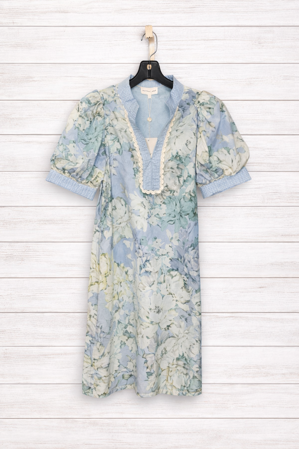 D29212 Floral puff sleeve mini dress