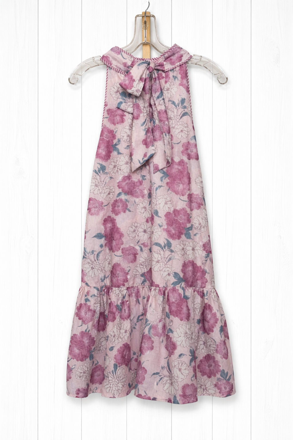 D30525 FLORAL HALTER NECK DRESS