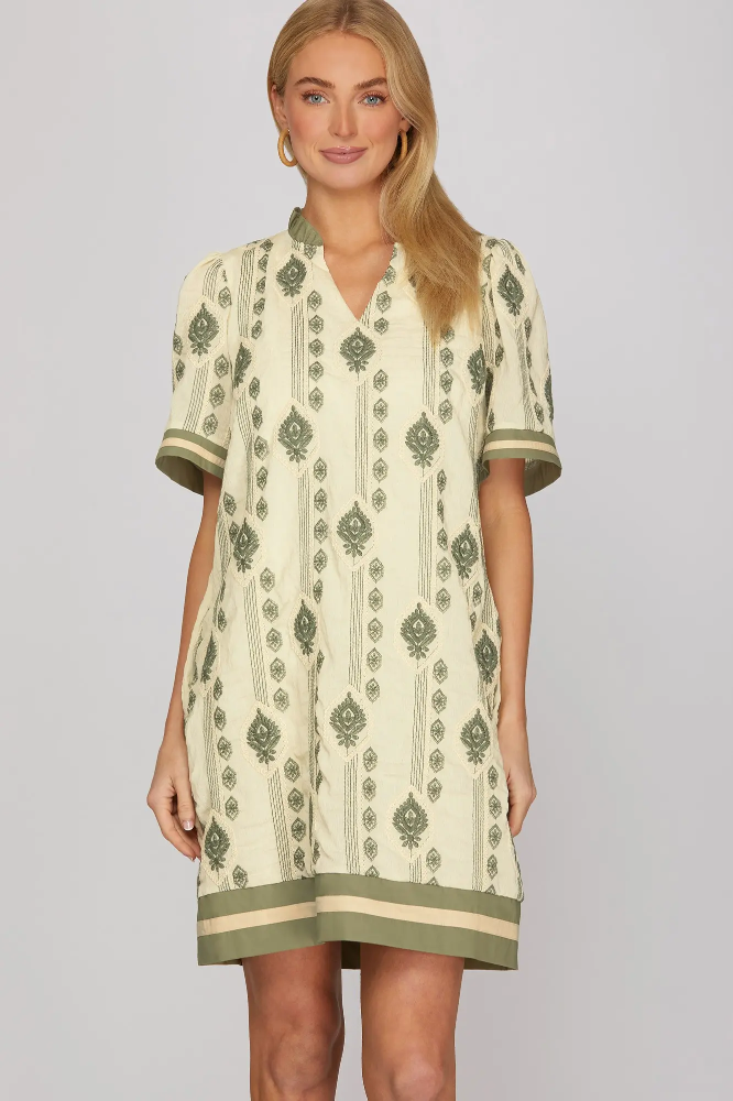 SHE & SKY EMBROIDERED MINI DRESS