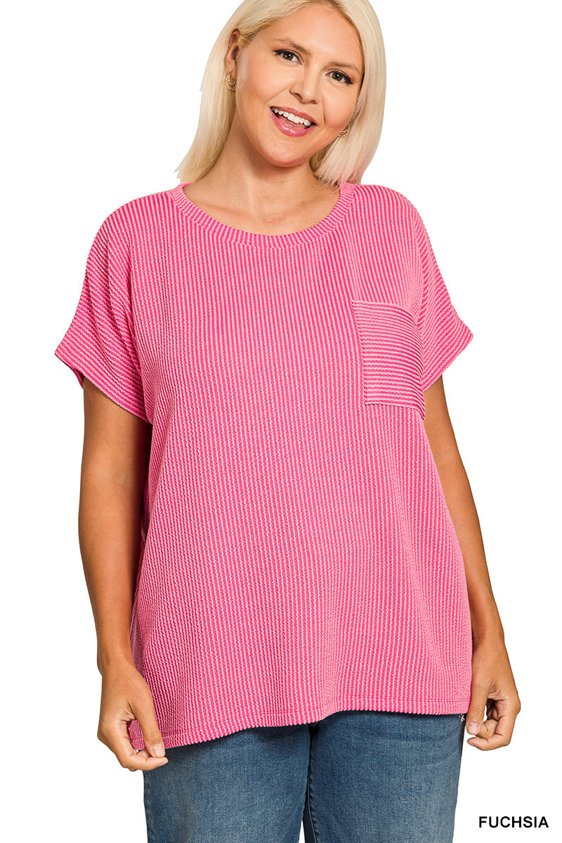 RTL-8567X RIBBED POCKET BOXY TEE PLUS