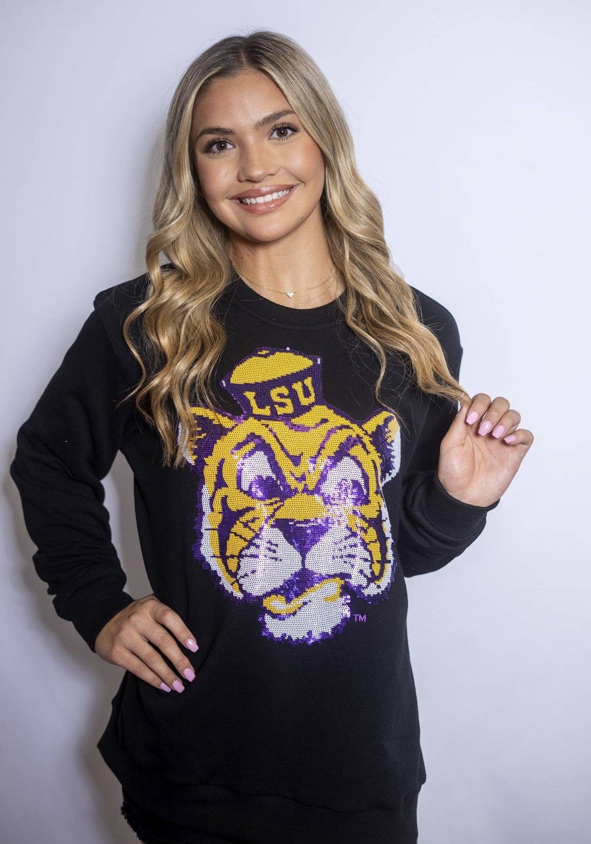 LSU Vintage Tiger Sequin Sweatshirt