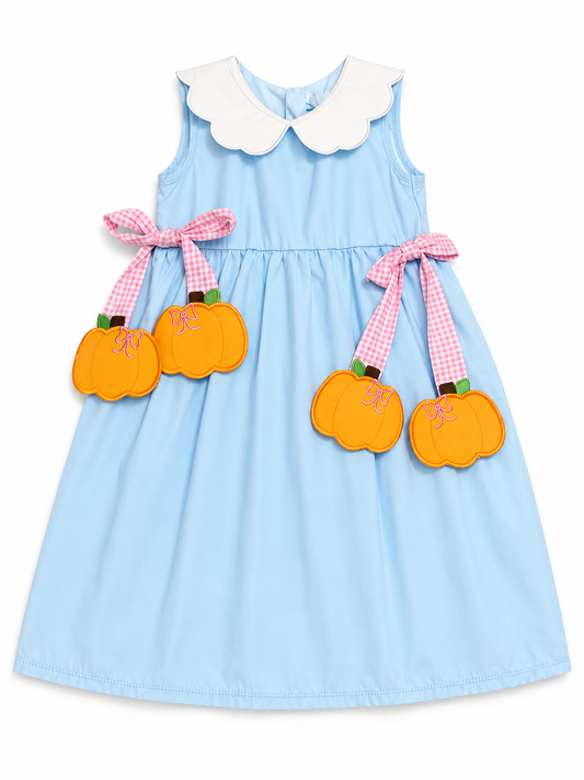 Light Blue Pumpkin Side Tie Hang Dress