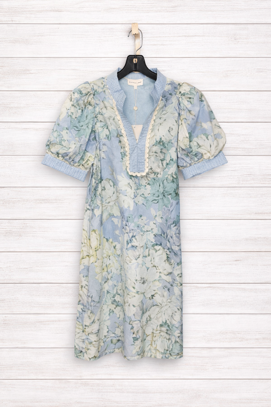 D29212 Floral puff sleeve mini dress