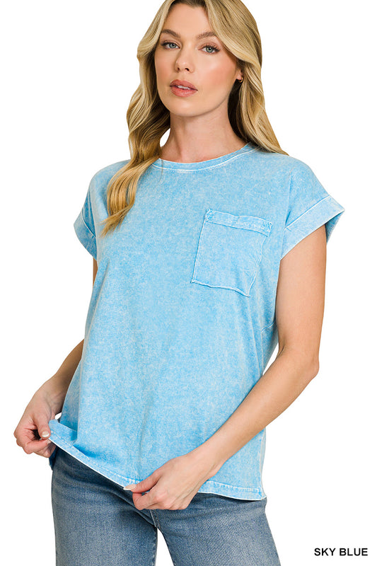 CTW-3576Y HALO WASHED CUFFED TEE