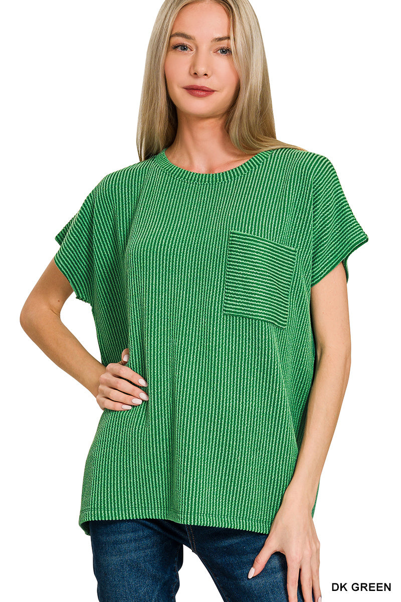 RTL-8567Y RIBBED POCKET BOXY TEE