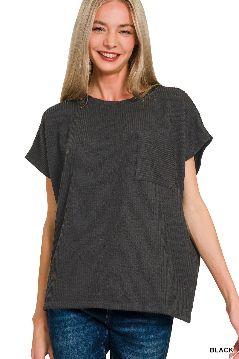 RTL-8567Y RIBBED POCKET BOXY TEE