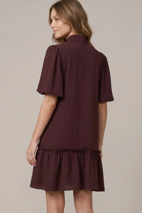 SHE & SKY BOW NECK MINI DRESS