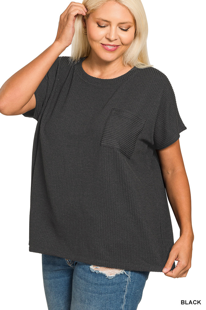 RTL-8567X RIBBED POCKET BOXY TEE PLUS