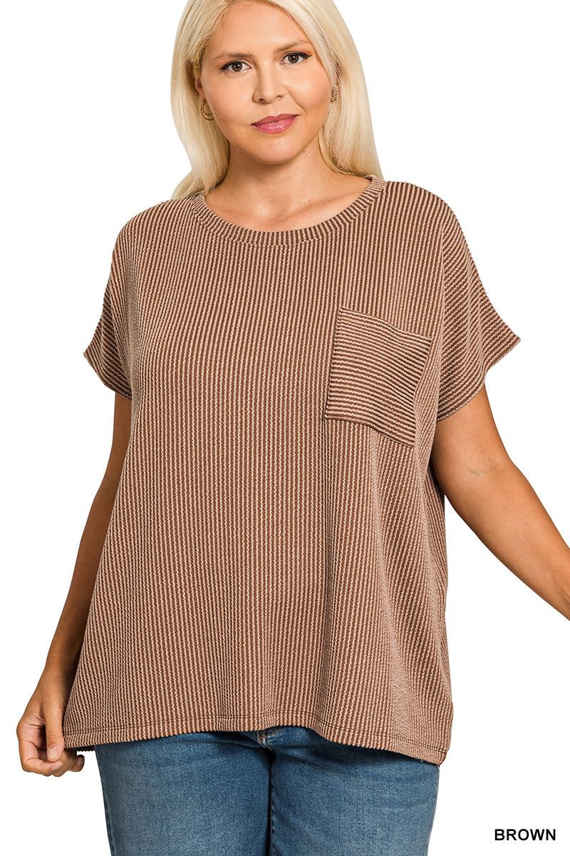 RTL-8567X RIBBED POCKET BOXY TEE PLUS
