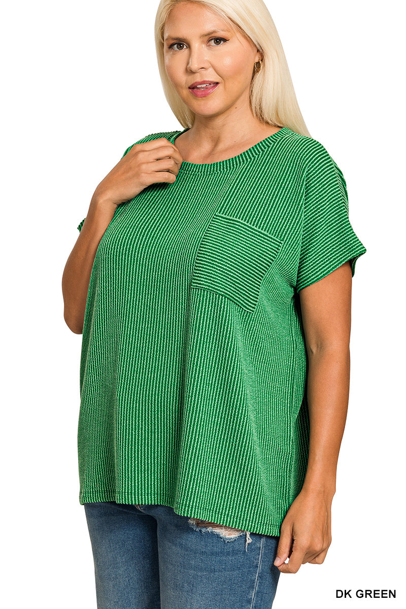 RTL-8567X RIBBED POCKET BOXY TEE PLUS