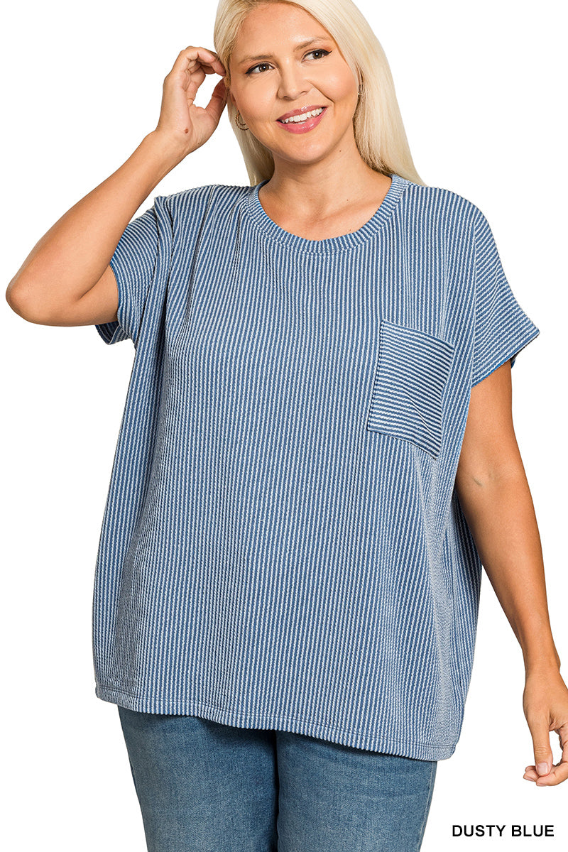 RTL-8567X RIBBED POCKET BOXY TEE PLUS