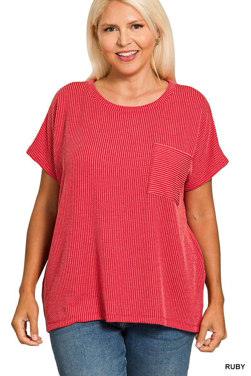 RTL-8567X RIBBED POCKET BOXY TEE PLUS