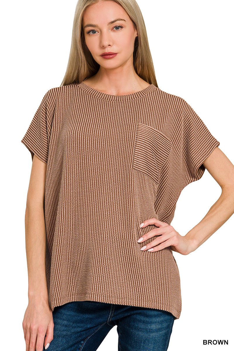 RTL-8567Y RIBBED POCKET BOXY TEE