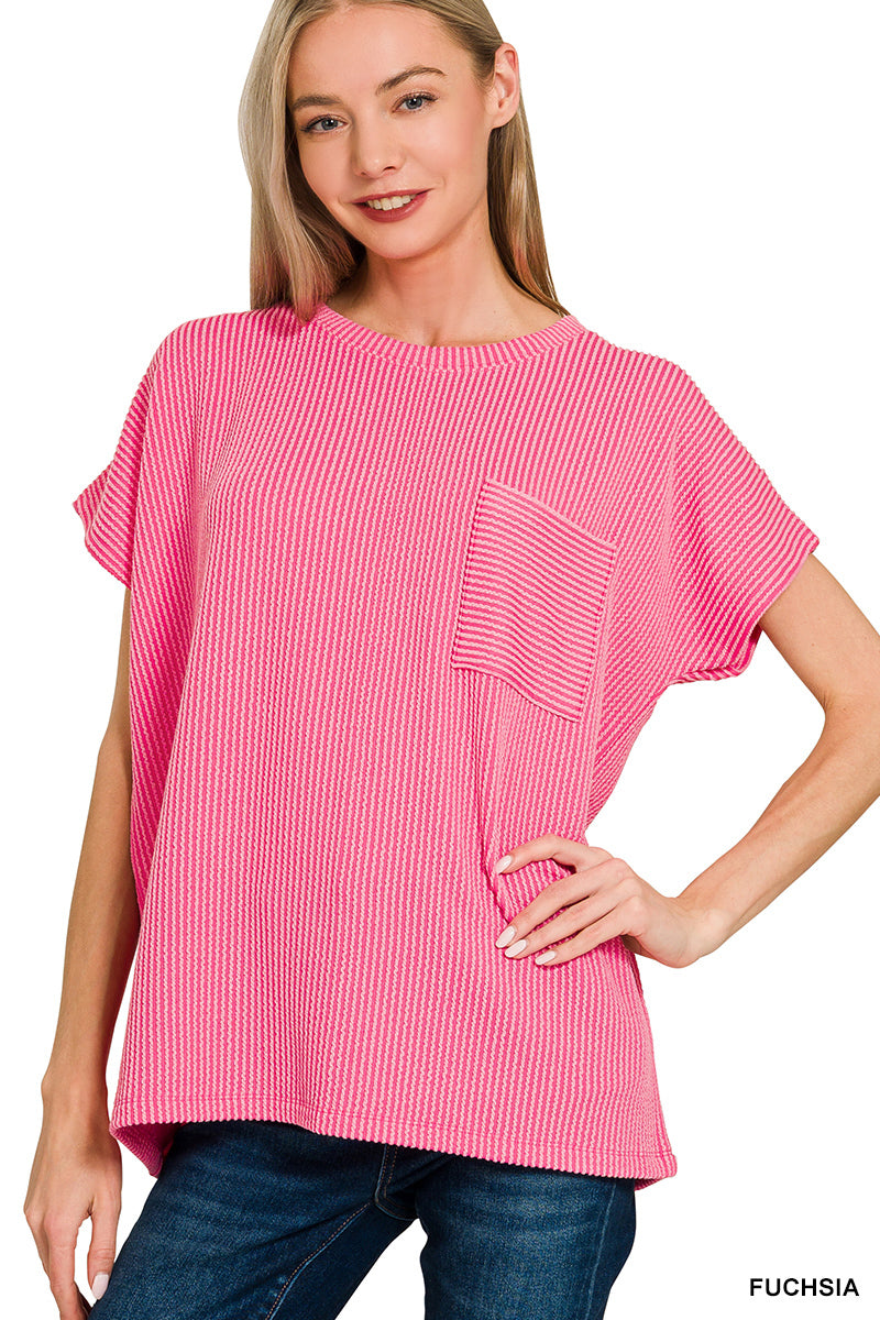 RTL-8567Y RIBBED POCKET BOXY TEE