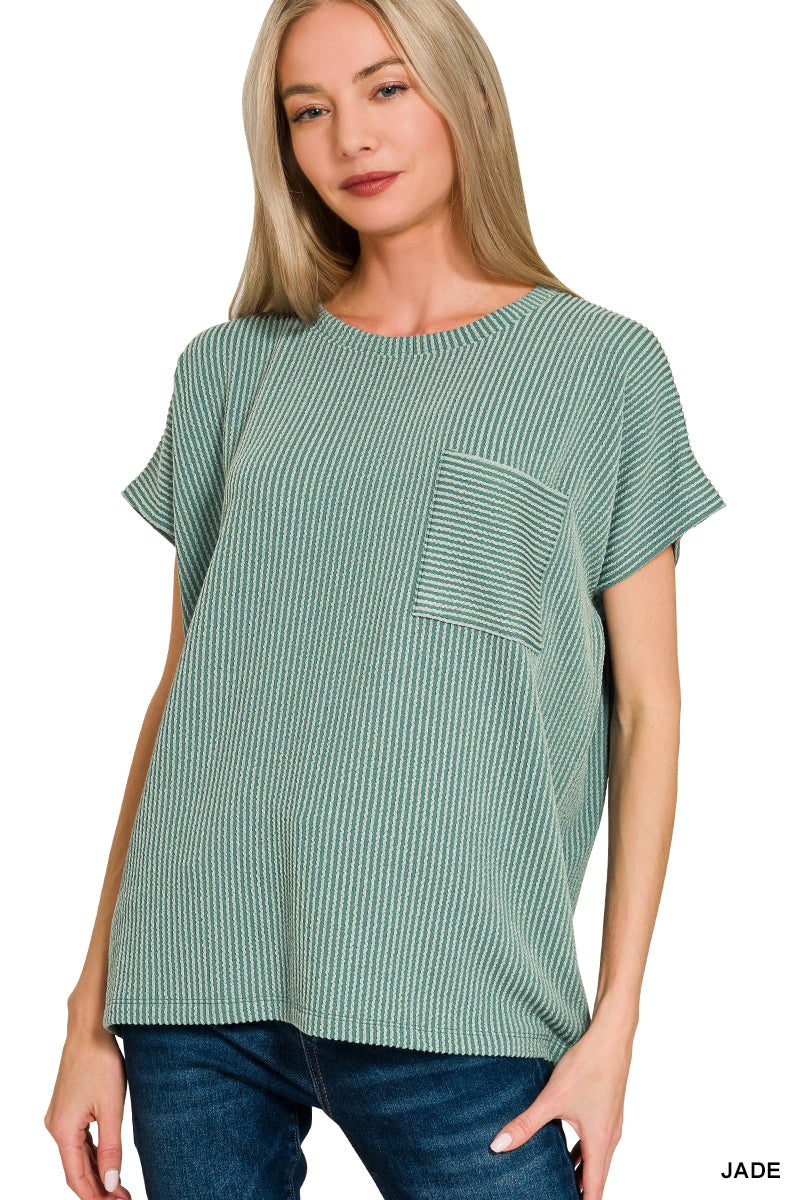 RTL-8567Y RIBBED POCKET BOXY TEE