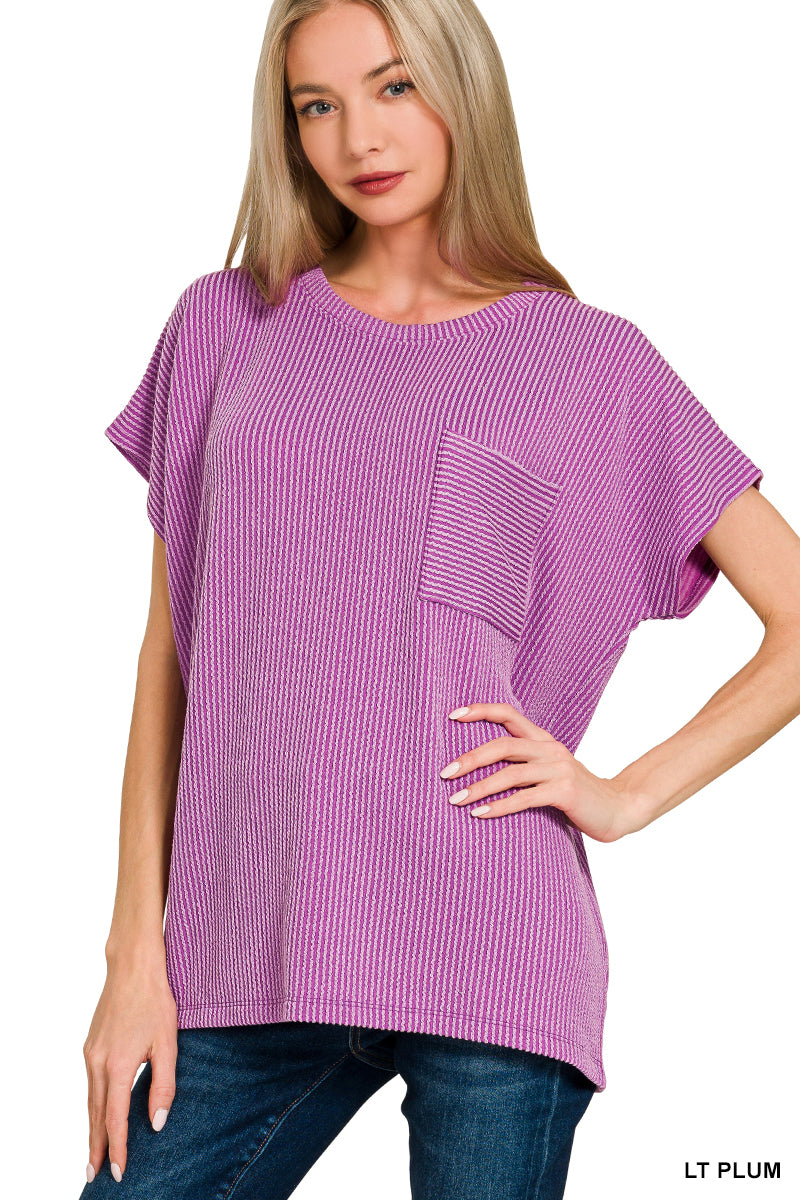 RTL-8567Y RIBBED POCKET BOXY TEE