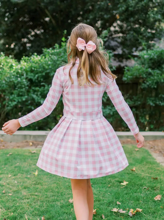 Cece Tennis Dress in Pink Gingham