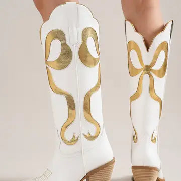 GLENDA-10 WESTERN BOOTS WITH BOW SHAPE ACCENT