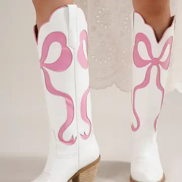 GLENDA-10 WESTERN BOOTS WITH BOW SHAPE ACCENT