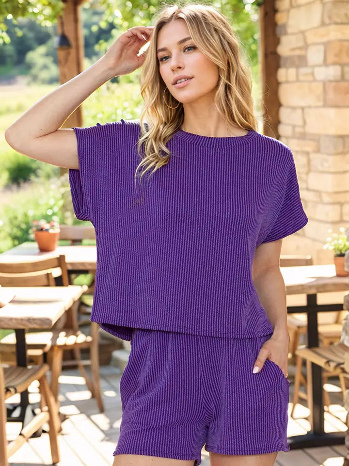 WAVE RIB TOP AND SHORTS SET
